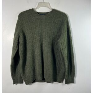 Mens Davis & Squire 2 Ply Cashmere Cable Knit Sweater Green L